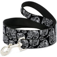 Load image into Gallery viewer, Dog Leash - The Dust of Living II Sugar Skulls Black/White