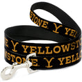Load image into Gallery viewer, Dog Leash - YELLOWSTONE Text and Y Logo Weathered Black/Orange