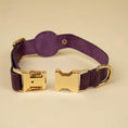 Load image into Gallery viewer, Stylish Leather AirTag Dog Collar - Purple - Davie