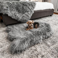Load image into Gallery viewer, PupRug Faux Fur Orthopedic Dog Bed - Curve Charcoal Grey