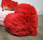 Red Shag Heart Pillow