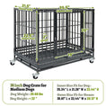 Load image into Gallery viewer, Heavy-duty 37" stackable dog kennel with metal frame, wheels, and spacious interior for medium dogs. Dimensions included.