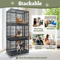 Load image into Gallery viewer, 37" Stackable Heavy Duty Dog Kennel 371D04 with three stacked layers, featuring dogs inside and around the kennels.