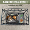 Load image into Gallery viewer, Heavy-duty 37" stackable dog kennel with large internal space, featuring a dog bed, toy, and food bowl. Ideal for sleep and p