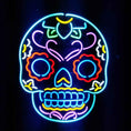 Load image into Gallery viewer, Dia De Los Muertos Hanuted Skull Death Mask Neon Signs
