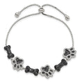 Load image into Gallery viewer, Shimming CZ Paws & Bones Bracelet In Sterling Silver W/Rhodium Plating