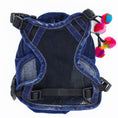 Load image into Gallery viewer, Doggie Denim Backpack Harness Vest - Crown Patches back view