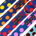 Load image into Gallery viewer, Polka Dot Dog Collars, Leads, and Bows on Blue - 5 Styles