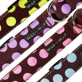 Load image into Gallery viewer, Polka Dot Dog Collars, Leads, and Bows on Brown - 4 Styles