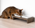 Load image into Gallery viewer, Bowsers Double Artisan Wood Dog Bowl Feeder in fossil