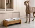 Load image into Gallery viewer, Bowsers Double Artisan Wood Dog Bowl Feeder in fossil