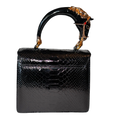 Load image into Gallery viewer, Devon Horse Handle Handbag
Authentic Black Python