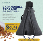 Katziela Expandable Pet Treat Pouch - Hands Free Dog Treat Pouch, Quick Access Magnet Closure - Anti Spill Dog Treat Bag - Treat Pouches for Pet Training, Adjustable Shoulder Strap & Belt Clip