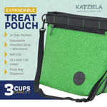 Katziela Expandable Pet Treat Pouch - Hands Free Dog Treat Pouch, Quick Access Magnet Closure - Anti Spill Dog Treat Bag - Treat Pouches for Pet Training, Adjustable Shoulder Strap & Belt Clip