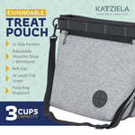 Katziela Expandable Pet Treat Pouch - Hands Free Dog Treat Pouch, Quick Access Magnet Closure - Anti Spill Dog Treat Bag - Treat Pouches for Pet Training, Adjustable Shoulder Strap & Belt Clip