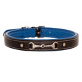 Load image into Gallery viewer, ExionPro Silver Snaffle Padded Leather Dog Collar - Blue Padding