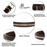 ExionPro Silver Clincher Padded Leather Dog Collar - Pink Padding