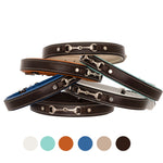 ExionPro Silver Snaffle Padded Leather Dog Collar - Conker Padding