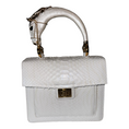 Load image into Gallery viewer, Cosmo Horse Handle Handbag In Iridescent White Python