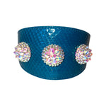 Dark Turquoise Snake with our 3 Custom Swarovski Crystal Rivets