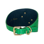 Emerald Green Snake Collar With Green Rhinestone Alligators