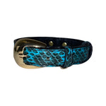XS/S 7-14 Turquoise & Black Custom Snake Collar/Custom Gold Oval Italian Hardware