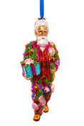 Load image into Gallery viewer, Floral Fetish Santa Polish Glass Ornament - Southlake Paws