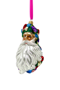 Load image into Gallery viewer, Floral Fetish Santa Head Polish Glass Ornament - Southlake Paws