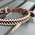 Load image into Gallery viewer, Fishtail Hand Braided Dog Collar in Burgundy & Cream - Southlake Paws