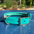 Load image into Gallery viewer, Fishtail Hand Braided Dog Collar in Teal & Cream