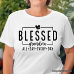 Blessed Grandma T-Shirt, All Day Every Day White and Black Tee for Faithful Grandmothers