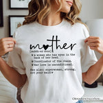 Funny Mom Definition T-Shirt, White, Natural and Black Tee for Strong and Real Mothers