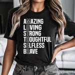 Inspirational Mom T-Shirt, Definition Black Tee for Brave and Thoughtful Mothers