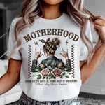 Motherhood Mama Rock T-Shirt, Retro White and Natural Tee for Strong and Rocking Mothers