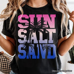 Sun Salt Sand Summer T-Shirt, Black Minimalist Beach Tee