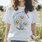 All Oopsies No Daisies T-Shirt, Funny Floral Natural and Black Tee for Quirky and Cottage Vibes