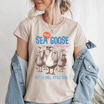 Cool Summer Sea Goose Certified T-Shirt, Funny Retro White and Natural Tee for Beach Lovers