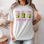 Coquette Dill With It Funny T-Shirt, Pink Bow Pickle Lover White Tee for Cute and Quirky Style Fans