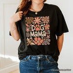 Dog Mama Boho Floral T-Shirt, White and Black Tee for Proud and Stylish Pet Lovers