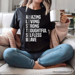 Inspirational Mom T-Shirt, Definition Black Tee for Brave and Thoughtful Mothers