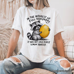 Lemon Squeezy Raccoon T-Shirt, Funny White Tee for Sarcastic People