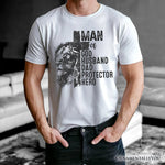 Man of God Lion Cross T-Shirt, White Tee for Faithful and Christian Fathers