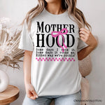 Motherhood Coquette Pink Bow T-Shirt, Retro Checkered White Tee for Sassy and Stylish Moms