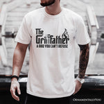 The Grillfather BBQ T-Shirt, White Funny Tee for Grillmaster Dads