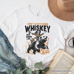 Alcohol Humor Retro T-Shirt, Funny Whiskey White and Natural Western Tee for Country Girl