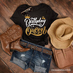 Birthday Queen T-Shirt, Black Glam Party Tee for Stylish Women