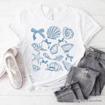 Coquette Seashell Summer Vibe T-Shirt, Natural and White Retro Beach Tee Gift for Ocean Lover