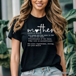 Funny Mom Definition T-Shirt, White, Natural and Black Tee for Strong and Real Mothers