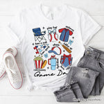Game Day Baseball T-Shirt, Retro White and Natural Stadium Tee for Sports Fans