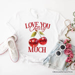 Love You Cherry Much T-Shirt, Retro Disco White Tee for Fun Women